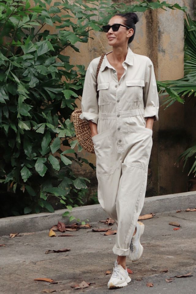 Utility Jumpsuit In Organic Cotton Viscose Twill, MOONSTONE
