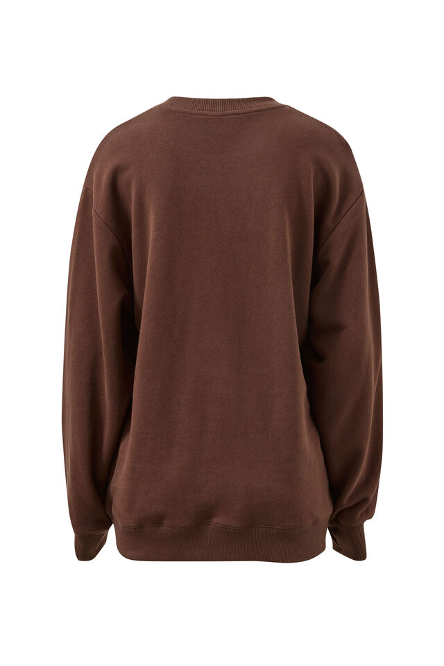 Isla Oversized Slouchy Crew, BRUNETTE BROWN BUFF SKY BLUE HERITAGE LOGO