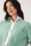 Peta Oversized Shirt, KELLY GREEN STRIPE WHITE COLLAR - alternate image 5