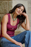 Zoe Contour Rib Scoop Tank, POMEGRANATE/MONOGRAM EMBROIDERY - alternate image 1