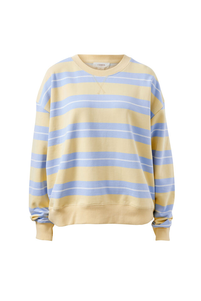 Romy Crew, BUTTER/CHINA BLUE STRIPE
