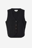 Vest In Cotton Linen Blend, BLACK - alternate image 2