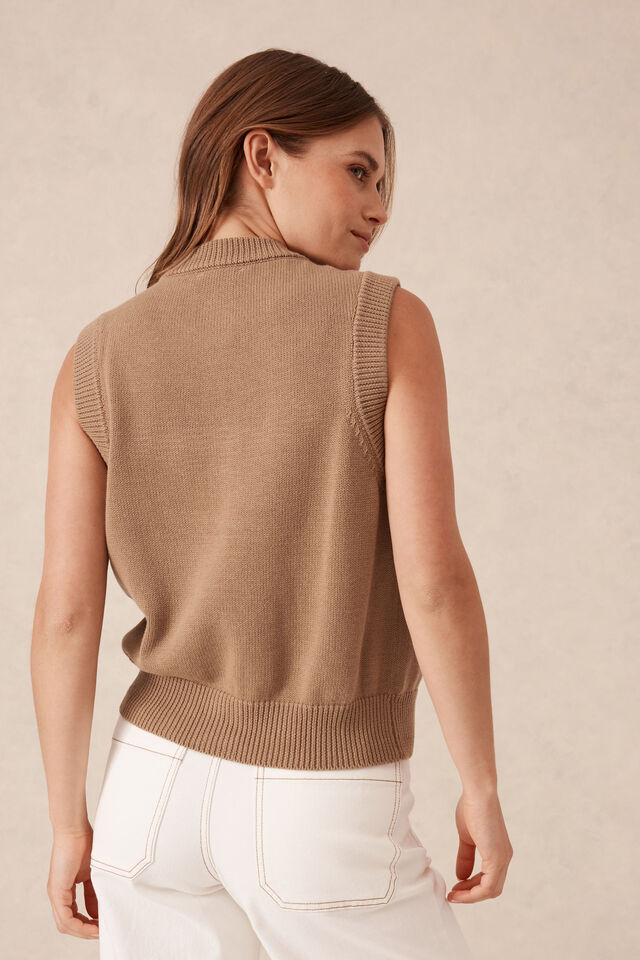 Sleeveless Knit Cardi, SUMMER TAUPE