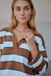 Shelby Slouchy Rugby Top, TOFFEE/WHITE/HERITAGE NAVY - alternate image 6