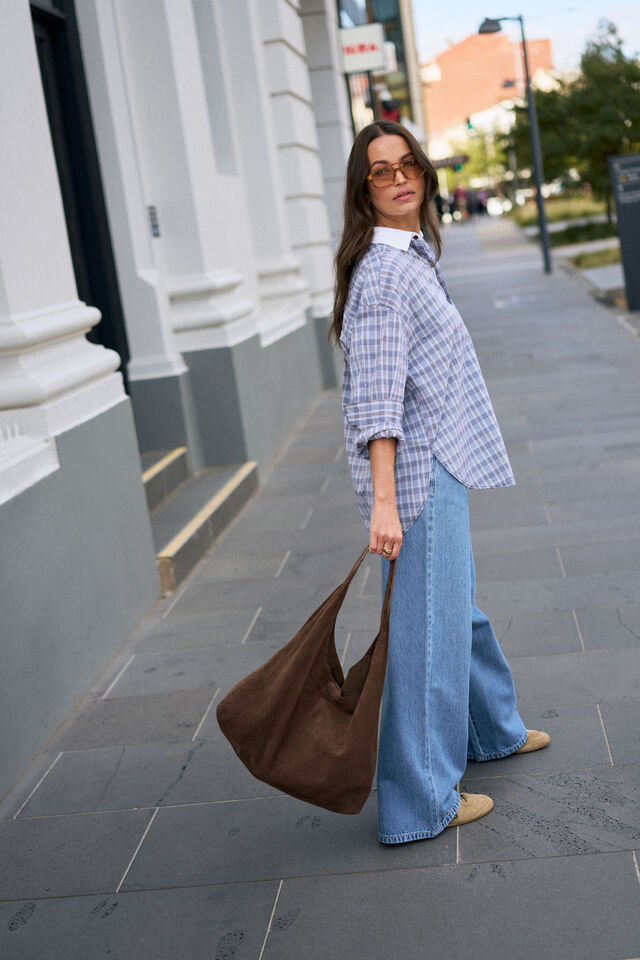 Peta Oversized Shirt, BLUE CHOCOLATE CHECK