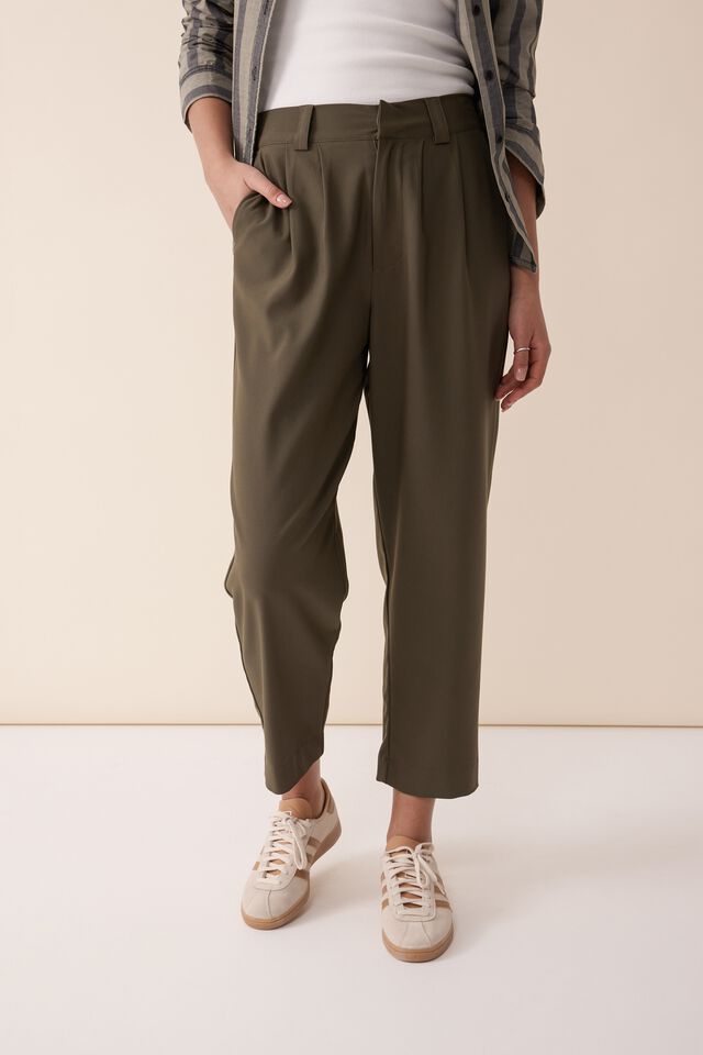 Tapered Pant In Recycled Blend Jf, MILITARY GREEN