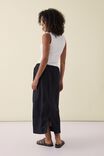 Patch Pocket Midi Skirt, BLACK LINEN - alternate image 3