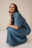 Short Sleeve Denim Maxi Shirt Dress, FRESH INDIGO DENIM - alternate image 5