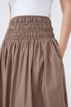 Shirred Skirt In Organic Cotton Poplin, TAUPE - alternate image 4