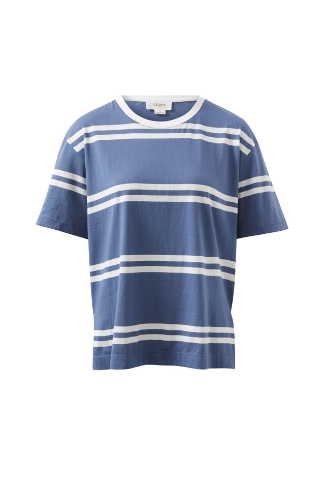 Stevie Slouchy Tee, MOONLIGHT/VANILLA HERITAGE STRIPE
