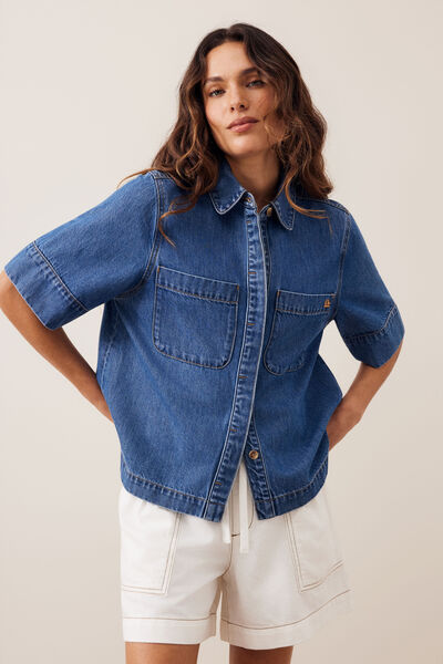 Noa Short Sleeve Shirt, FRESH INDIGO