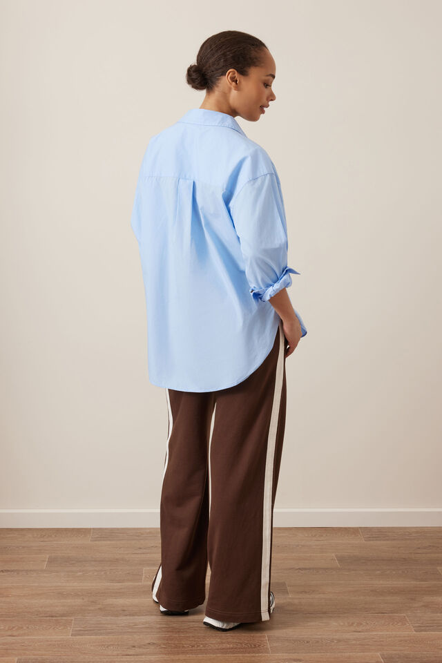 Gigi Wide Leg Terry Trackpant, CHOCOLATE SIDE STRIPE