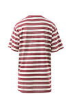 Lola Longline Step Hem Tee, BURGUNDY/MILK STRIPE - example image 3