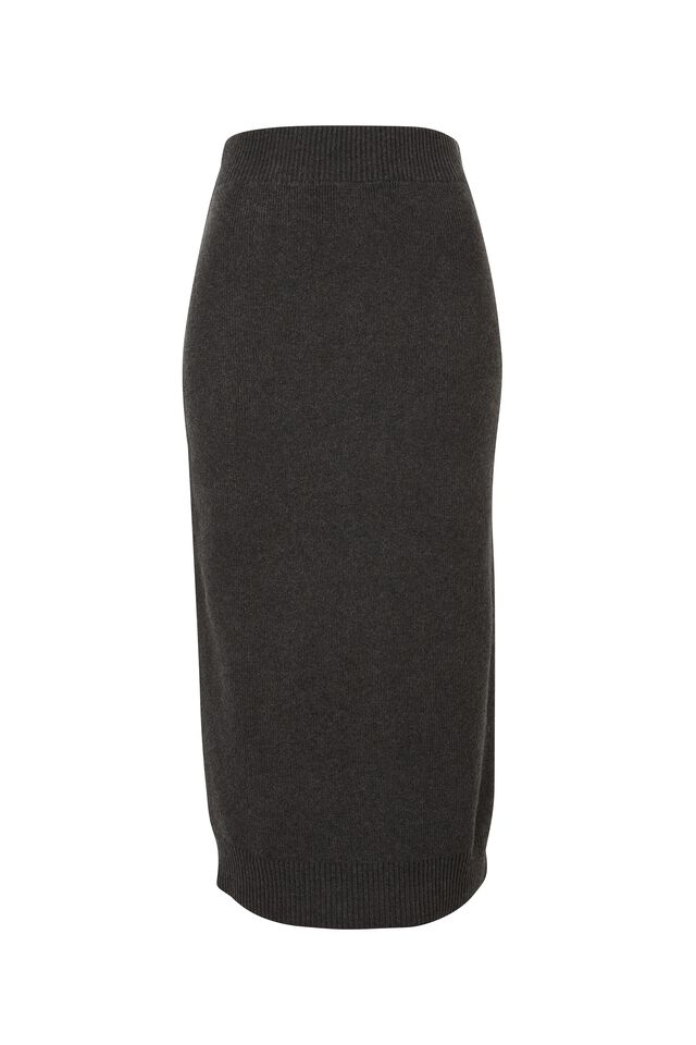 Soft Knit Tube Skirt, CHARCOAL MARLE