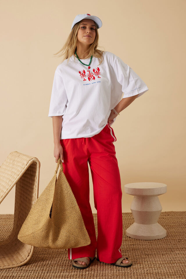 Liv Oversized Tee, WHITE/SUMMER LOBSTERS