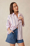 Oversized Shirt, PINK BLUE STRIPE ORGANIC COTTON - alternate image 5