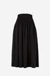 Satin Shirred Midi Skirt With Recycled Fibres, BLACK - alternate image 2