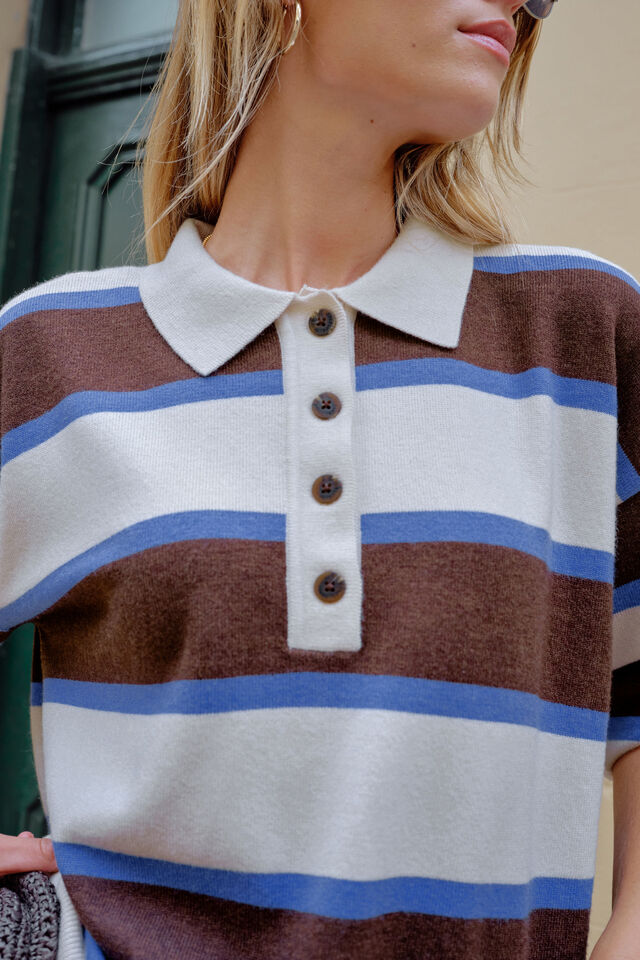 Jessa Rugby Knit, CHOCOLATE STRIPE