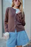 Nelly Long Sleeve Knit Cardi, CHOCOLATE - alternate image 4