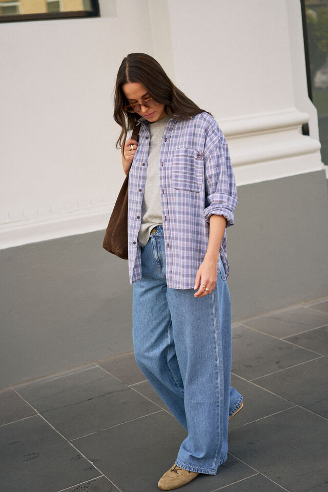 Peta Oversized Shirt, BLUE CHOCOLATE CHECK
