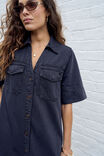 Bonnie Relaxed Shirt Dress, WASHED BLACK - example image 5