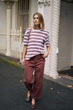 Stevie Slouchy Tee, WHITE/BURNT TOFFEE STRIPE - alternate image 4
