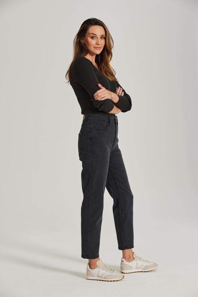 Straight Jean In Organic Cotton, WASHED BLACK