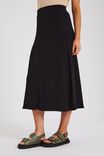 Knitted Midi Skirt In Organic Cotton, BLACK - alternate image 5