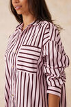 Oversized Poplin Shirt, CLASSIC PINK WINE STRIPE ORGANIC COTTON - alternate image 4