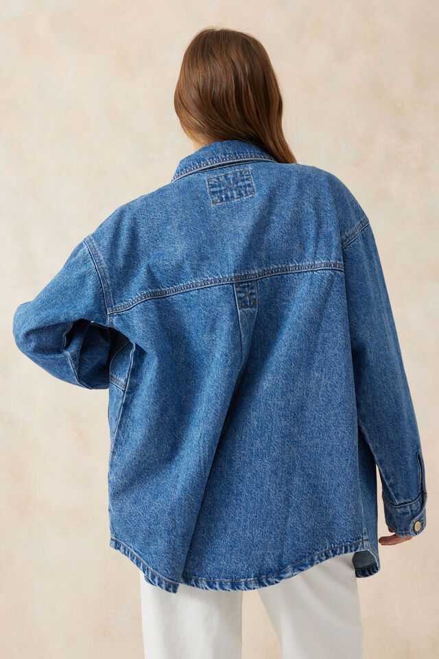 Bobbi Side Pocket Denim Shacket, FRESH INDIGO