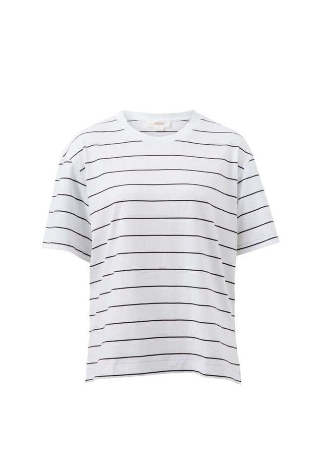 Stevie Slouchy Tee, WHITE/PHANTOM STRIPE