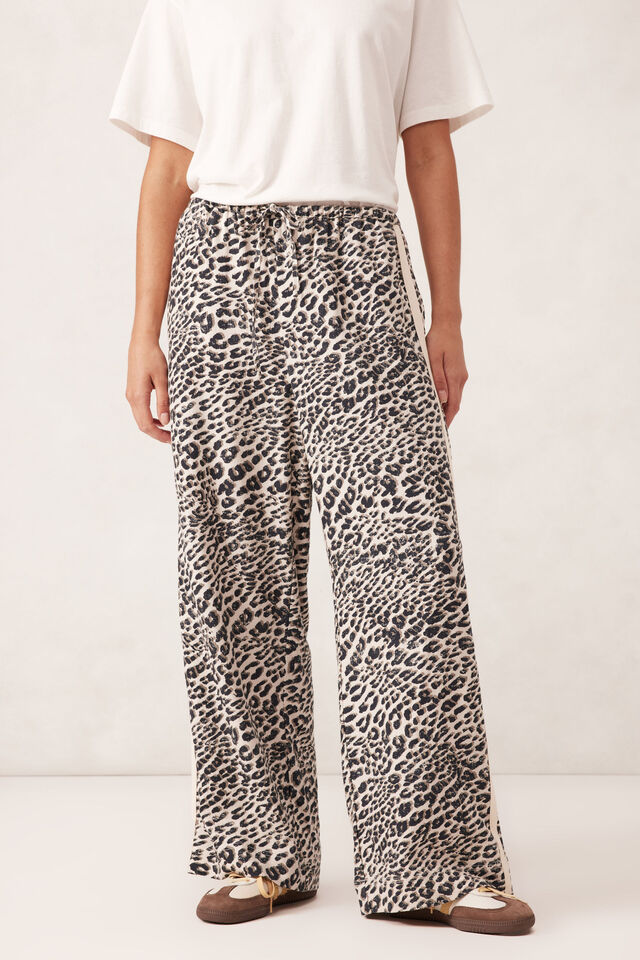 Relaxed Drawstring Pant, LEOPARD LINEN BLEND