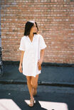 Rolled Cuff Mini Shirt Dress, WHITE - alternate image 1