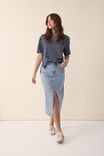 Slouchy Split Hem Tee, NAVY BLAZER/VANILLA FINE STRIPE - alternate image 5