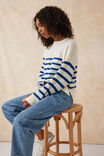 Boxy Knit With Embroidery, WINTER WHITE/BRIGHT BLUE STRIPE - alternate image 5