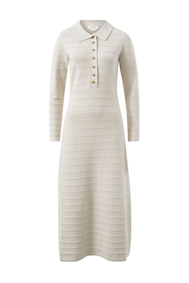 Collared Soft Knit Dress, OATMEAL MARLE