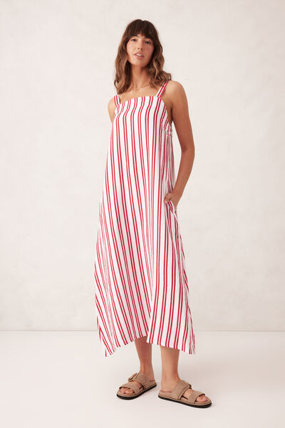 Doublecloth Poolside Dress, HERITAGE RED DOUBLE STRIPE