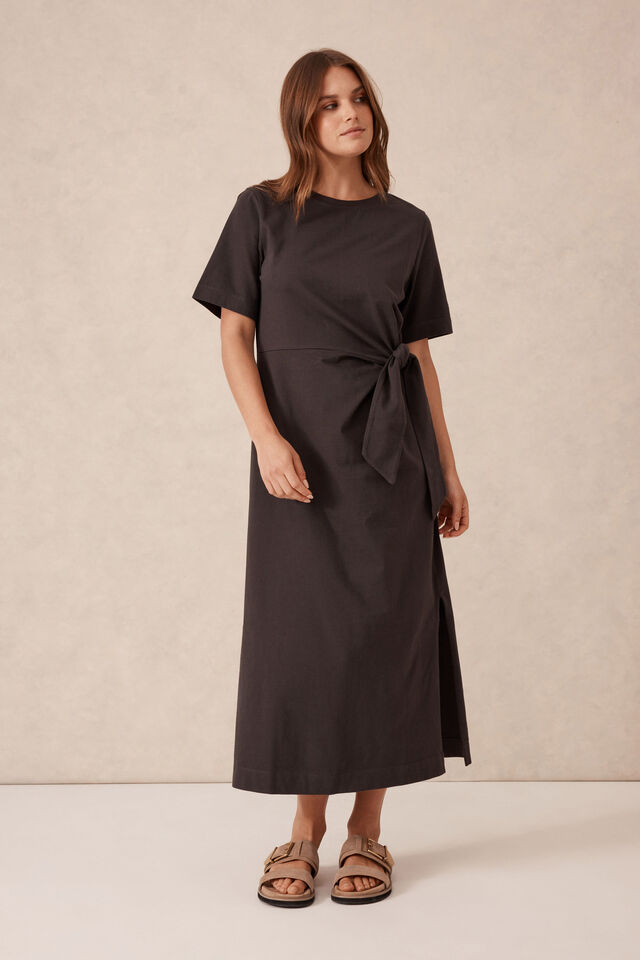 Allora Tie Midi Tee Dress, PHANTOM