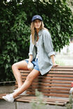 Curved Hem Shacket, LAGOON BLUE STRIPE - alternate image 1