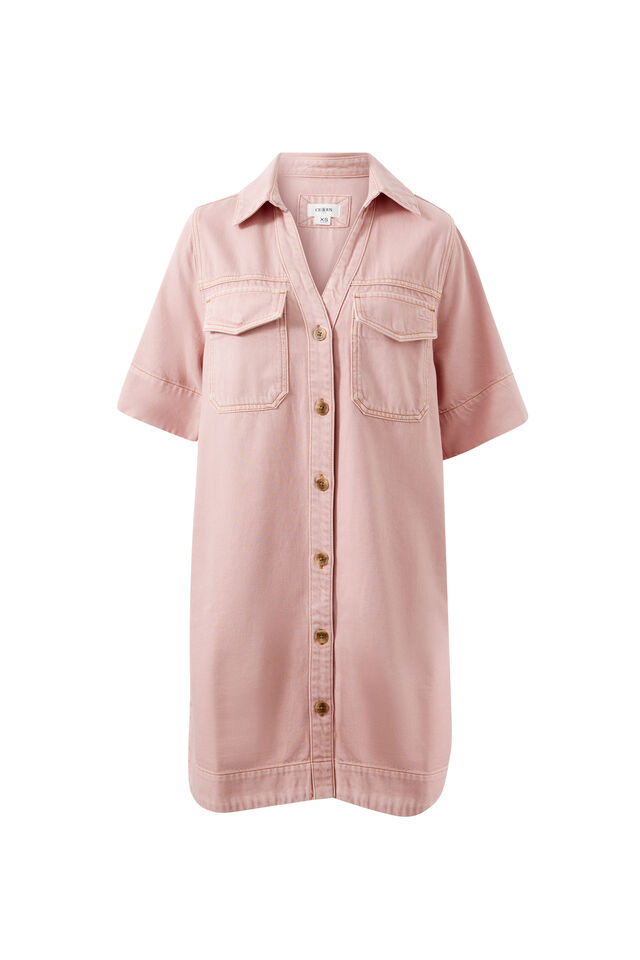 Bonnie Relaxed Shirt Dress, BLOSSOM PINK