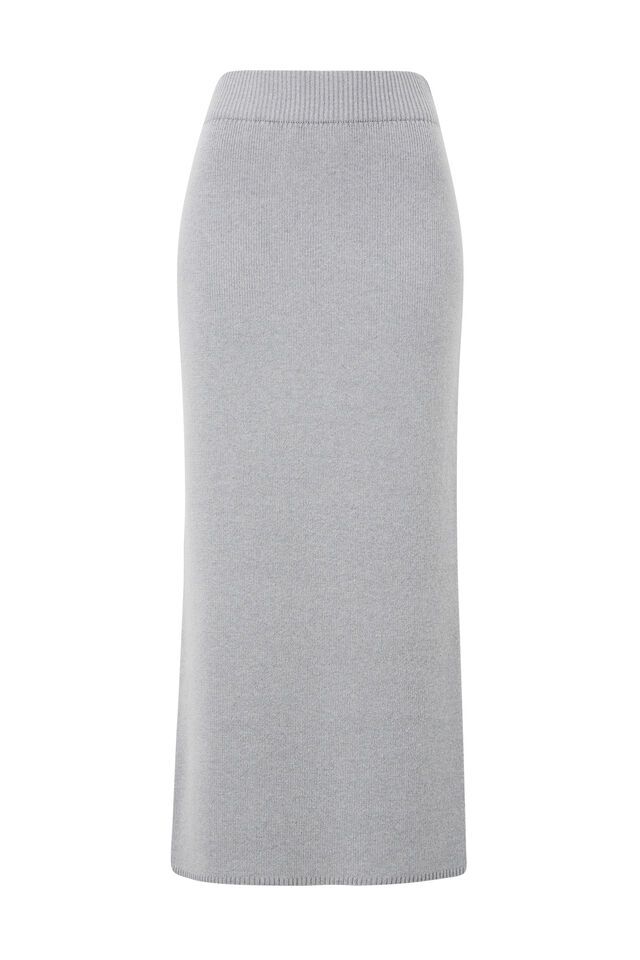 Soft Knit Maxi Skirt, GREY MARLE