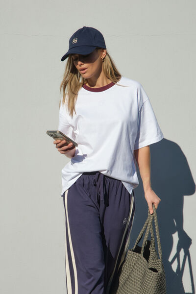Ringer Tee, WHITE/RAISIN