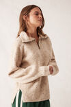 Slouchy Zip Knit, CREAM NEP - alternate image 4