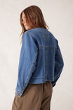 Collarless Denim Jacket, FRESH INDIGO - alternate image 3