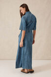 Short Sleeve Denim Maxi Shirt Dress, FRESH INDIGO DENIM - alternate image 3