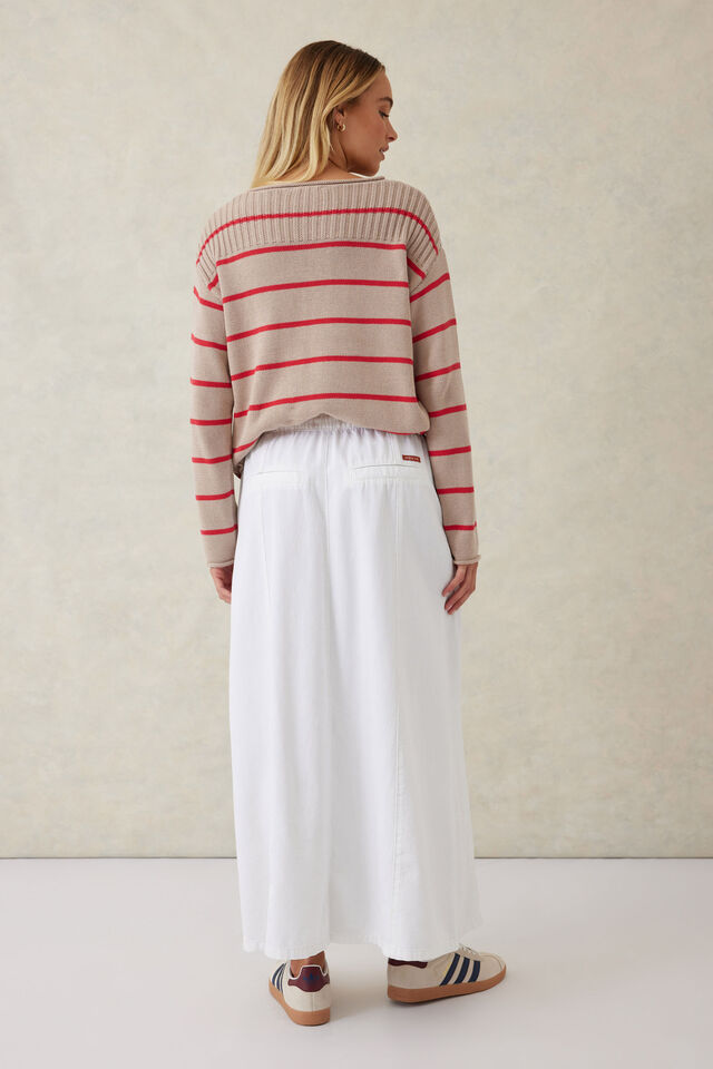 Panelled Maxi Skirt, FRESH ECRU RESCUED FABRIC