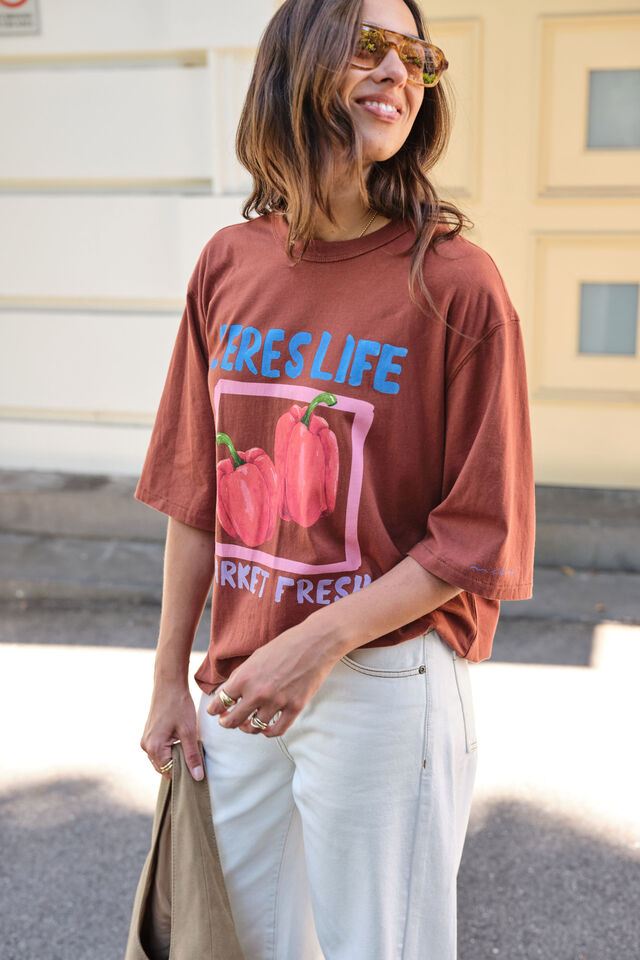 Liv Oversized Tee, GINGER/FARMERS MARKET