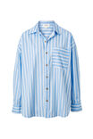 Oversized Poplin Shirt, CRISP BLUE WHITE STRIPE ORGANIC COTTON - alternate image 2