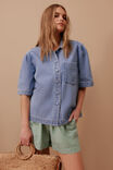 Dylan Pleat Sleeve Denim Shirt, VINTAGE BLUE - alternate image 4