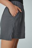 Double Cloth Short In Organic Cotton, SLATE